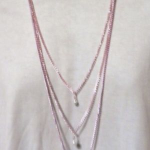 Pink Triple Layered Pearl Drop  Necklace Magnetic